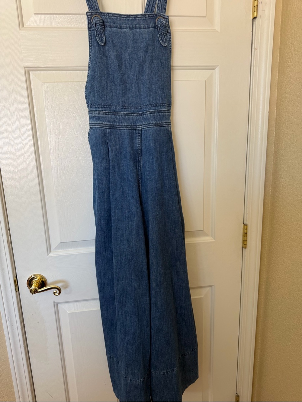 Maeve Wide-Leg Denim Overalls - Blue - Picture 3 of 6